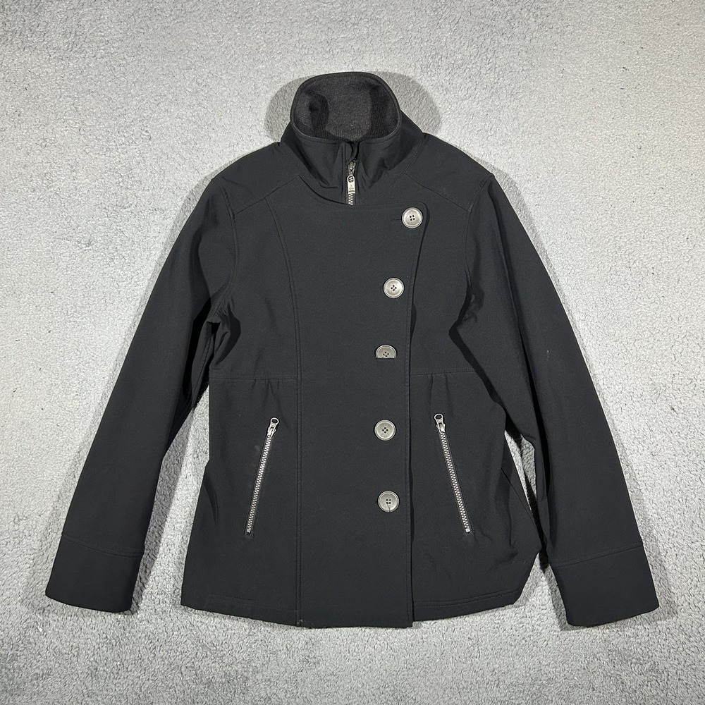prAna Martina Jacket Soft Shell Women's Medium Black High Neck Weatherproof#3554